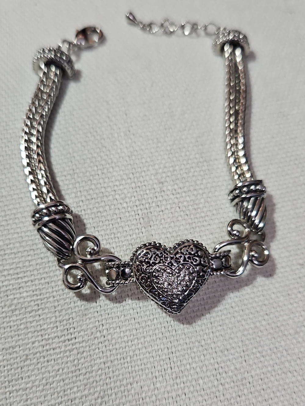 Silver Heart Filigree Bracelet - Women Jewelry